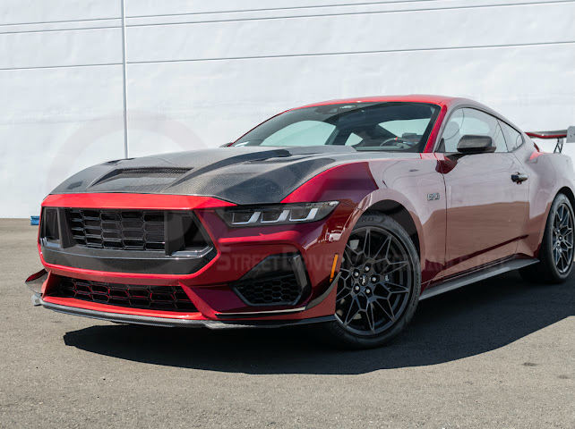 2024-Up Ford Mustang S650 | Terminator Style CARBON FIBER Front Vented Hood